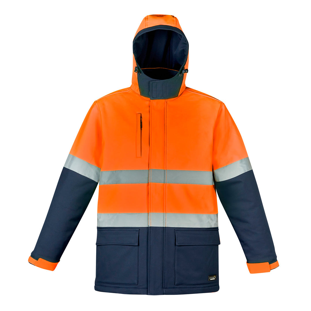 House of Uniforms The Hi Vis Antarctic Softshell Taped Jacket | Unisex Syzmik Orange/Navy