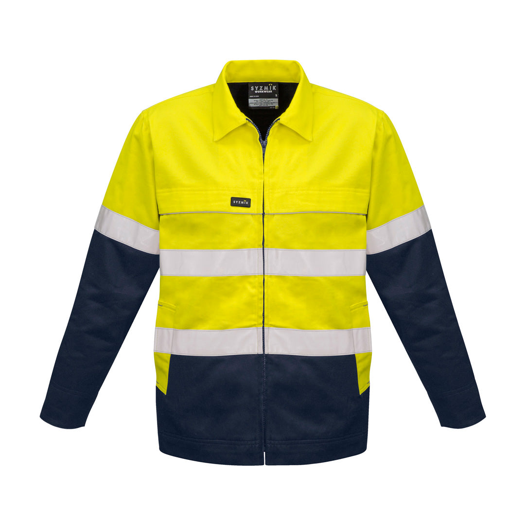 House of Uniforms The Hi Vis Cotton Drill Jacket | Unisex Syzmik Yellow/Navy