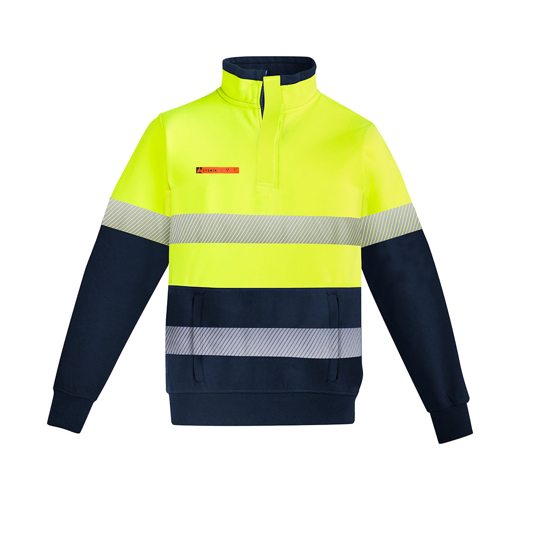 House of Uniforms The Andy 1/4 Zip Jumper | Mens | Hoop Taped | Flame Resistant Syzmik Yellow/Navy