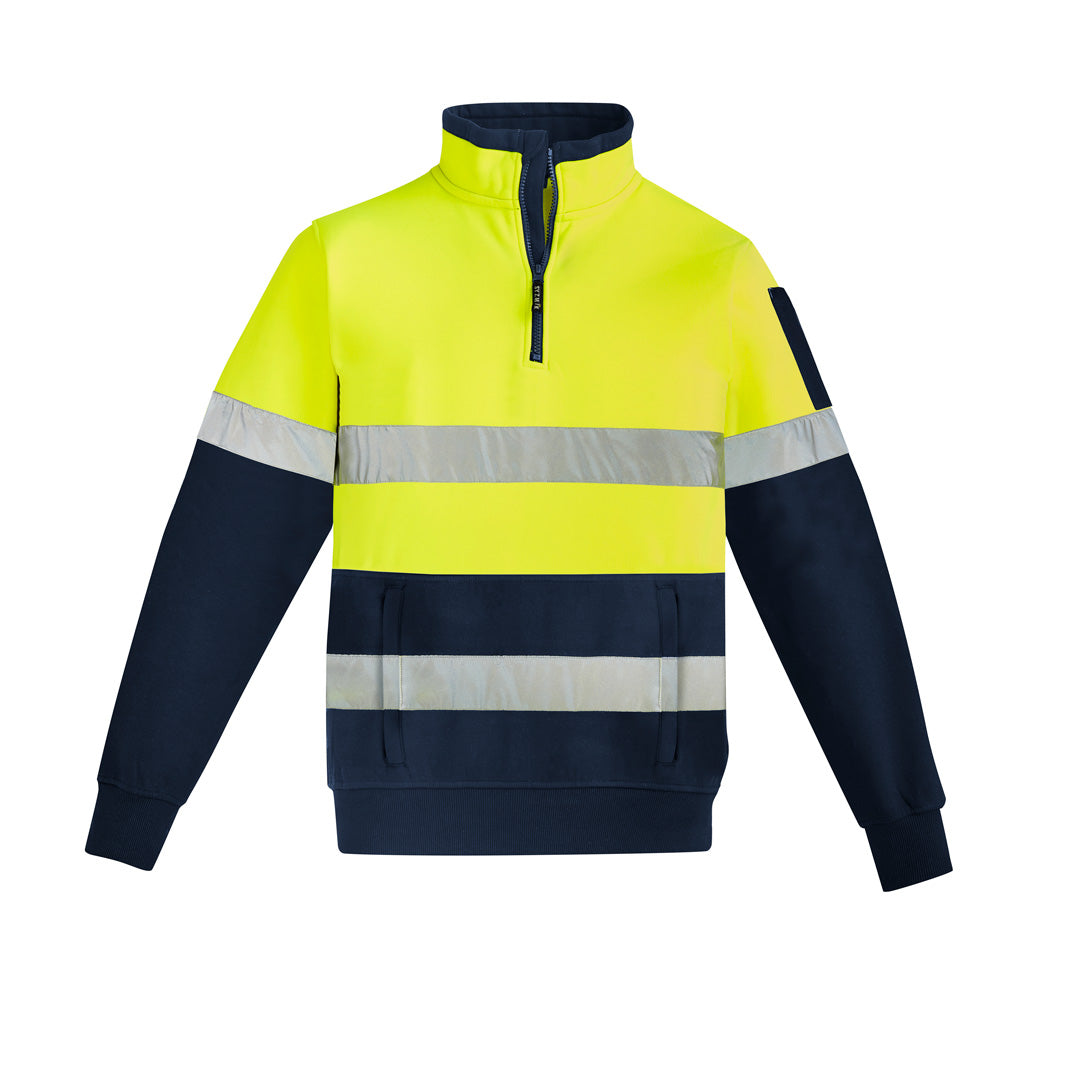 House of Uniforms The Justin Jumper | Mens | 1/4 Zip Taped Syzmik Yellow/Navy