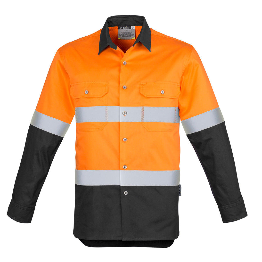 House of Uniforms The Steve Shirt | Mens | Long Sleeve Syzmik Orange/Charcoal