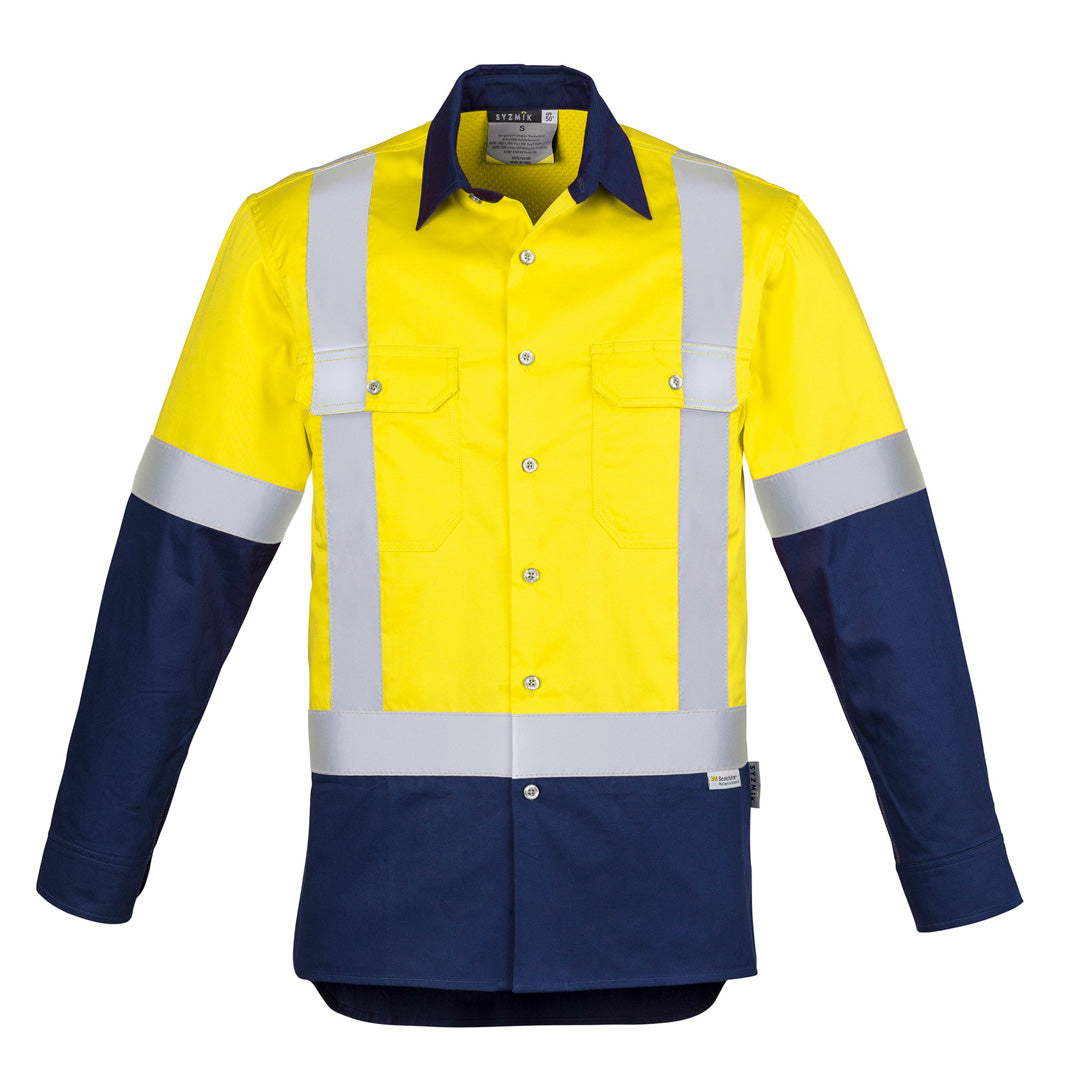 House of Uniforms The Industrial Shirt | Mens | Long Sleeve Syzmik Yellow/Navy