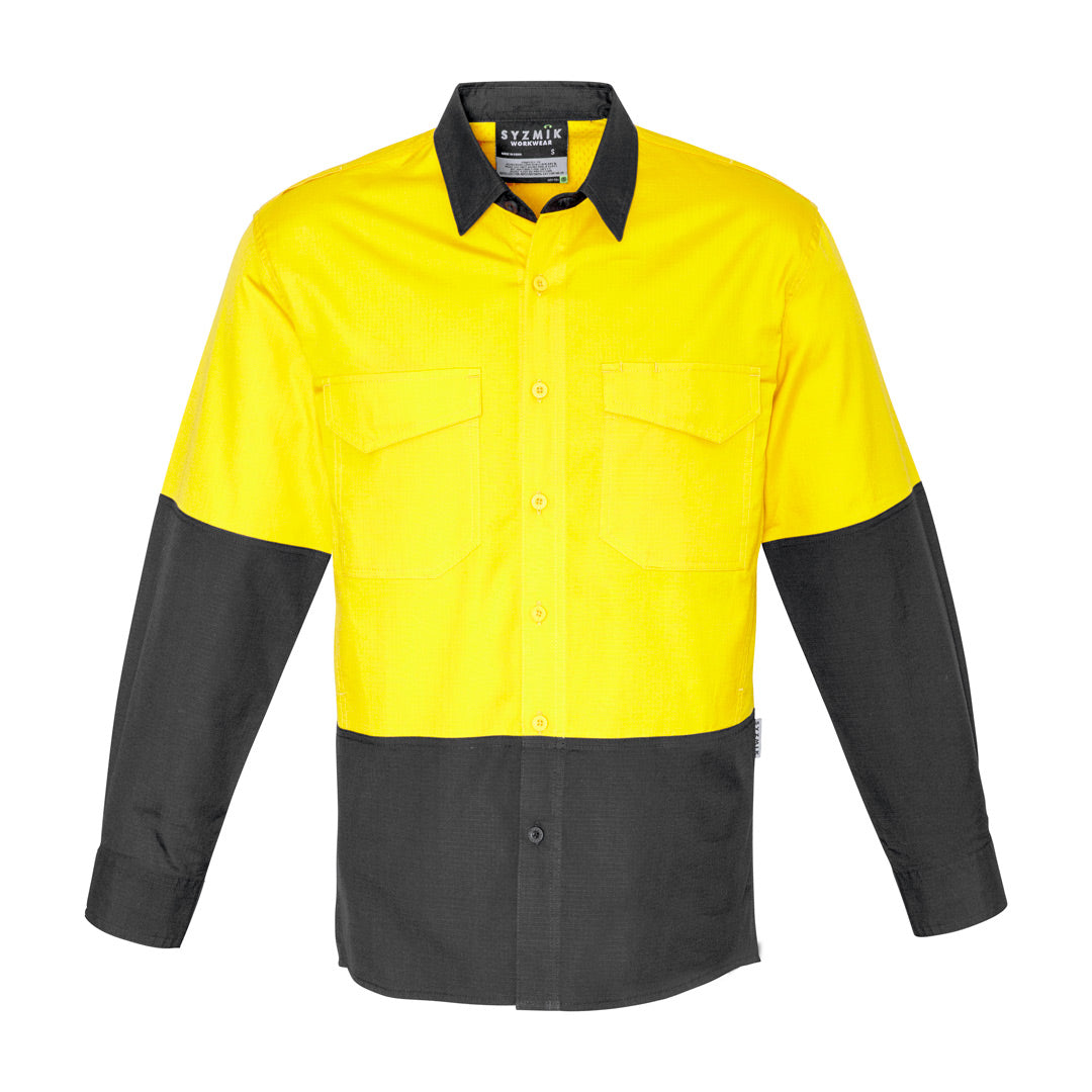 House of Uniforms The John Shirt | Adults | Short & Long Sleeve Syzmik Yellow/Charcoal
