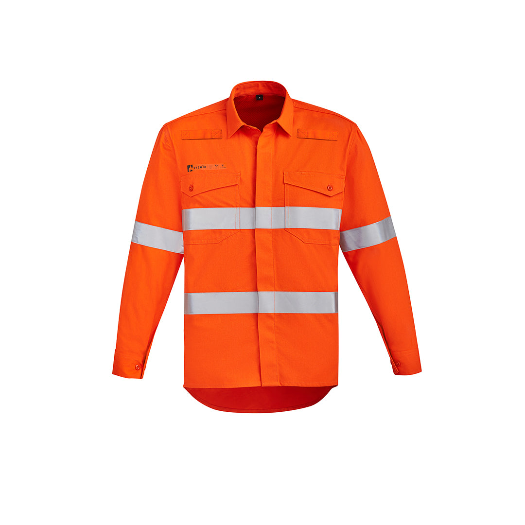 House of Uniforms The Greg Shirt | Mens | Hi Vis Taped | Flame Resistant | Open Front Syzmik Orange