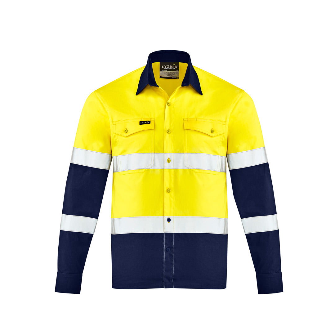 House of Uniforms The Dave Shirt | Mens | Long Sleeve Syzmik Yellow/Navy
