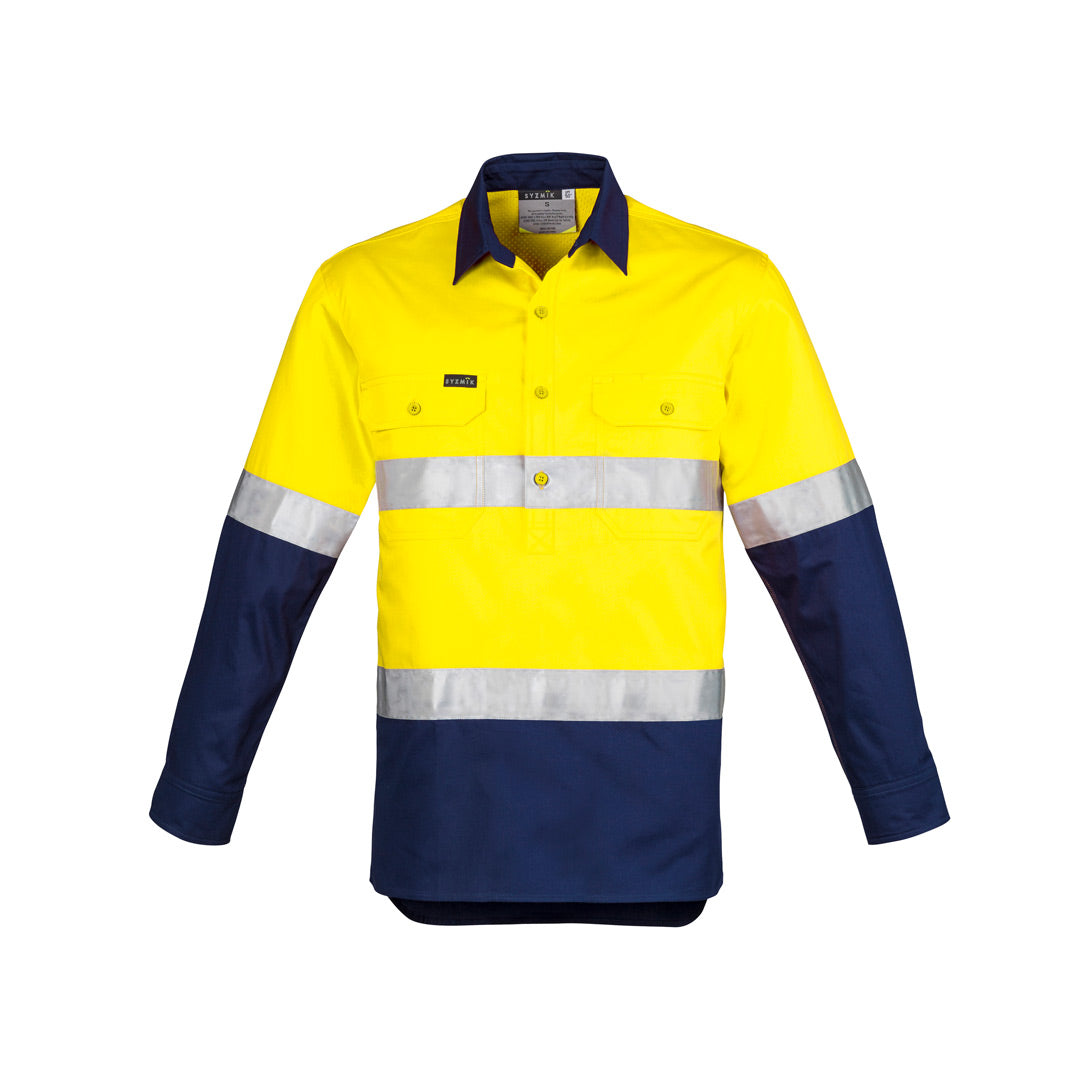 House of Uniforms The Joe Shirt | Adults | Long Sleeve Syzmik Yellow/Navy