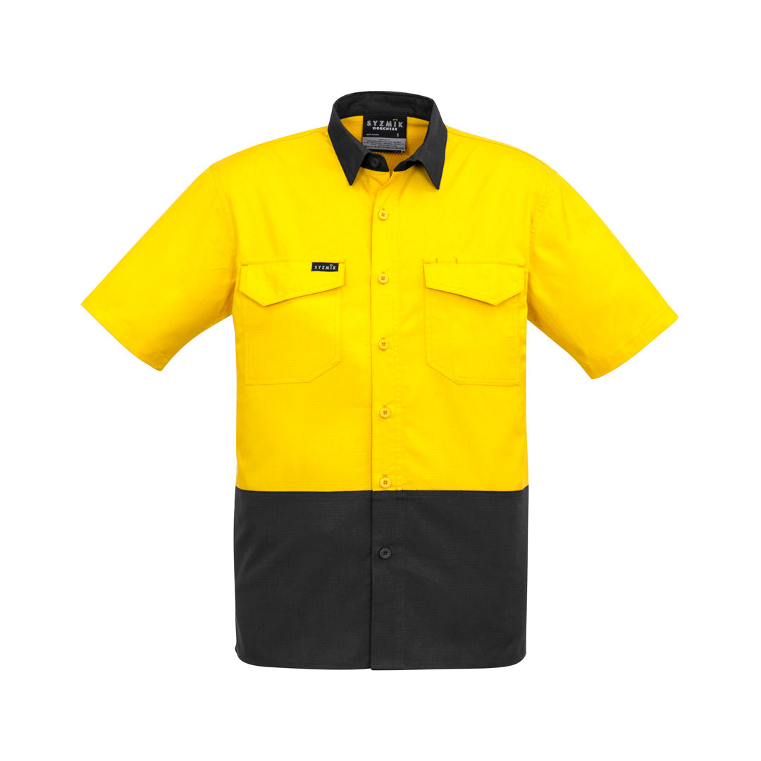 House of Uniforms The John Shirt | Adults | Short & Long Sleeve Syzmik Yellow/Charcoal