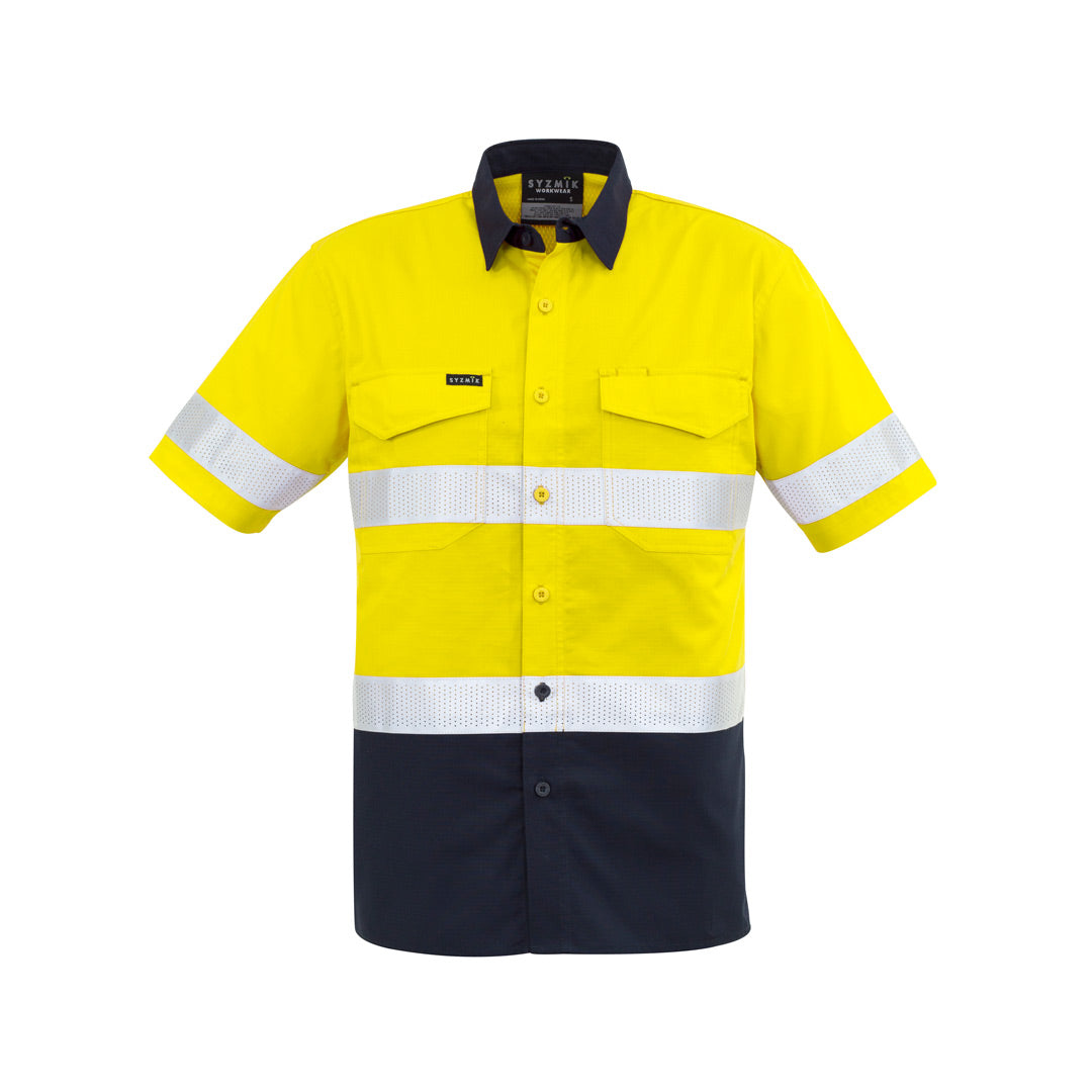 House of Uniforms The Mike Shirt | Adults | Short & Long Sleeve Syzmik Yellow/Navy