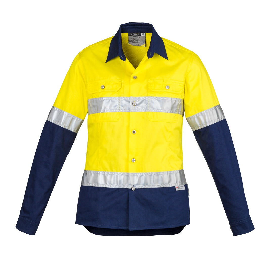 House of Uniforms The Trish Shirt | Ladies | Long Sleeve Syzmik Yellow/Navy
