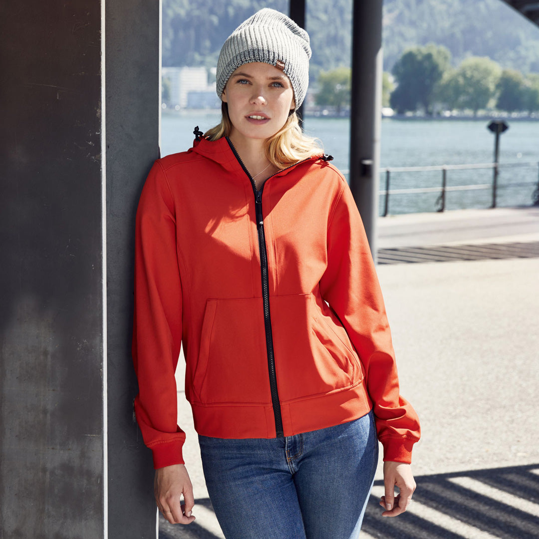 House of Uniforms The Hooded Sports Soft Shell Jacket | Ladies James & Nicholson 