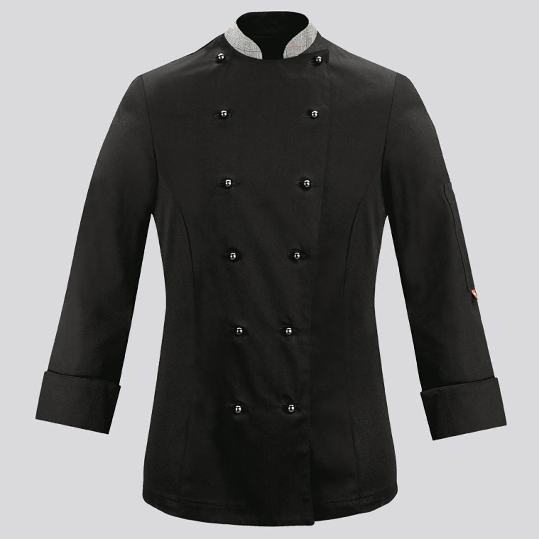House of Uniforms The Donna Chefs Jacket | Long Sleeve | Ladies Toma Black