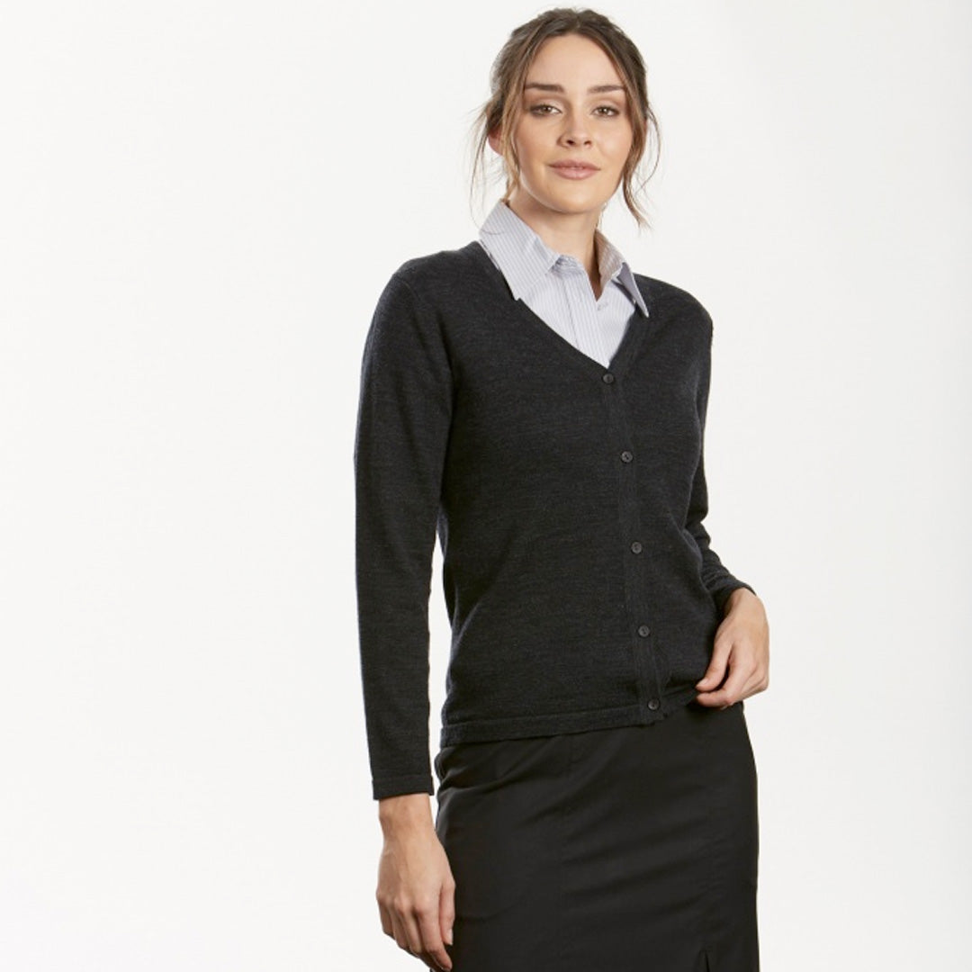 House of Uniforms The Wool V Neck Cardigan | Ladies MTF Charcoal