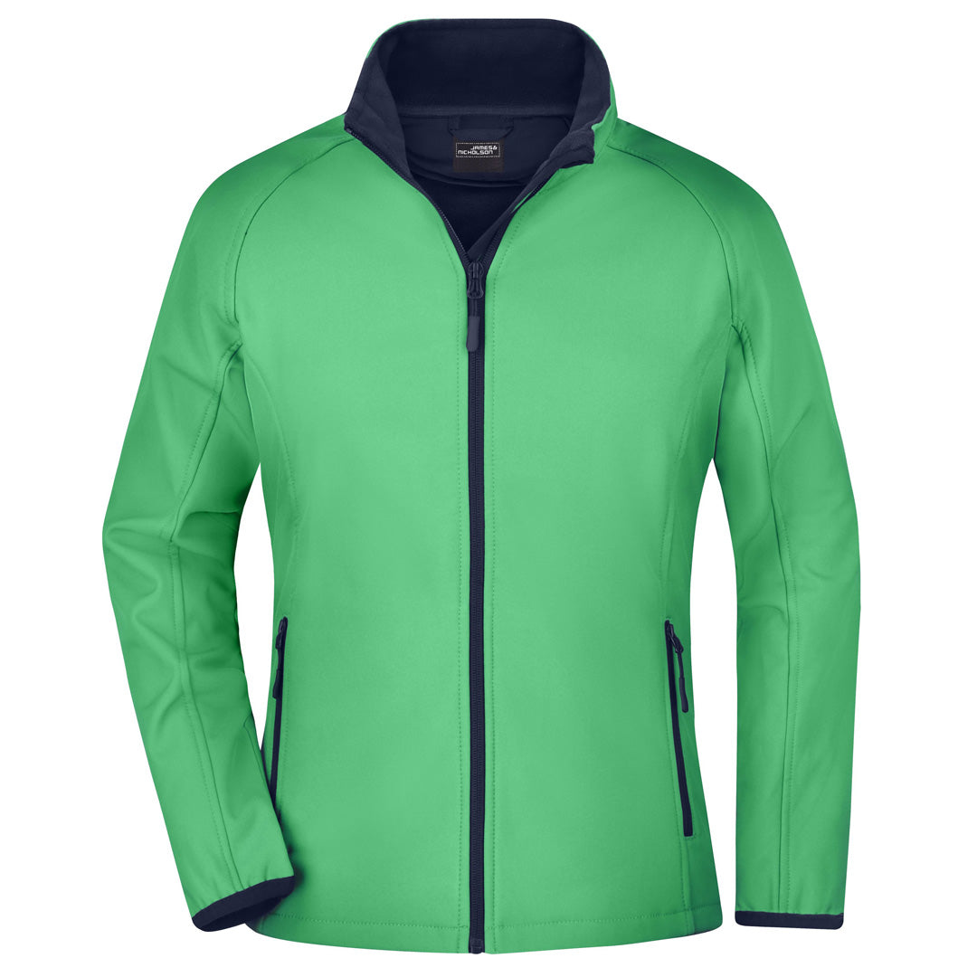 House of Uniforms The Leisure Soft Shell Jacket | Ladies James & Nicholson Green/Navy