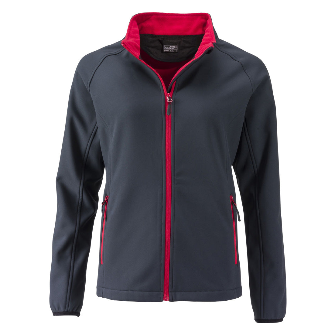 House of Uniforms The Leisure Soft Shell Jacket | Ladies James & Nicholson Iron/Red