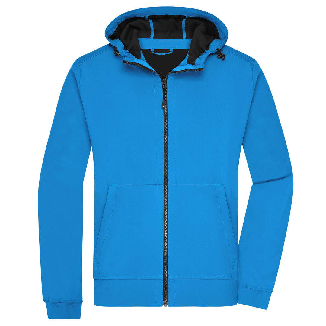 House of Uniforms The Hooded Sports Soft Shell Jacket | Mens James & Nicholson Bright Blue