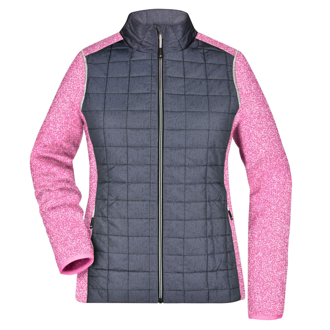 House of Uniforms The Hybrid Knit Jacket | Ladies James & Nicholson Pink Marle