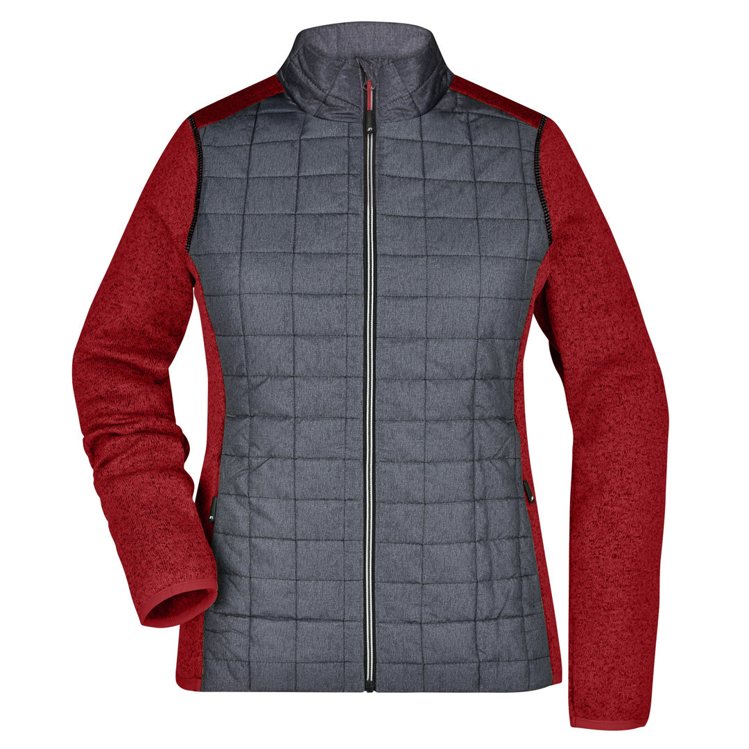 House of Uniforms The Hybrid Knit Jacket | Ladies James & Nicholson Red Marle