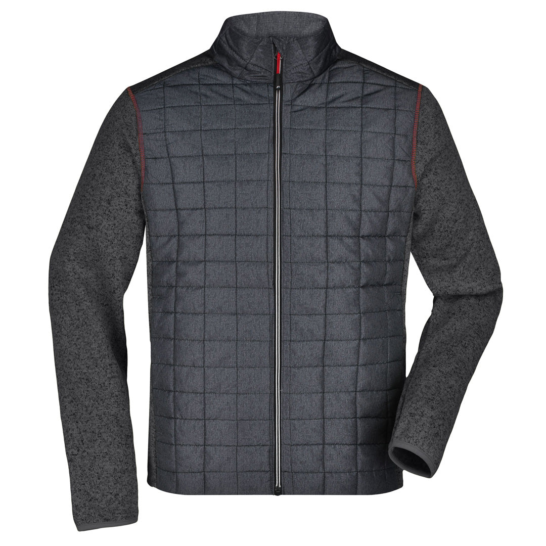 House of Uniforms The Hybrid Knit Jacket | Mens James & Nicholson Charcoal Marle