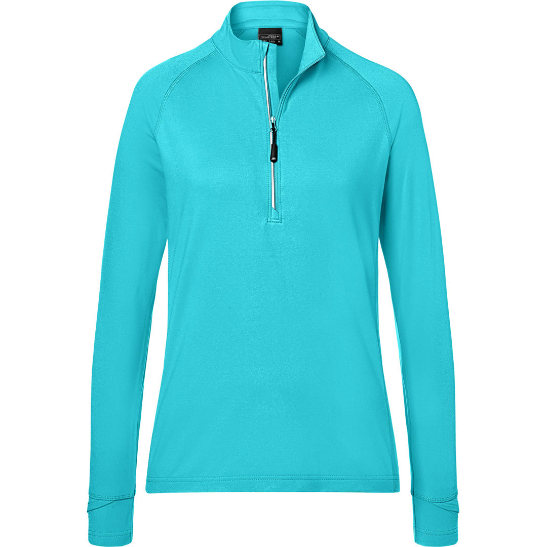 House of Uniforms The 1/4 Zip Sports Top | Ladies James & Nicholson Turquoise