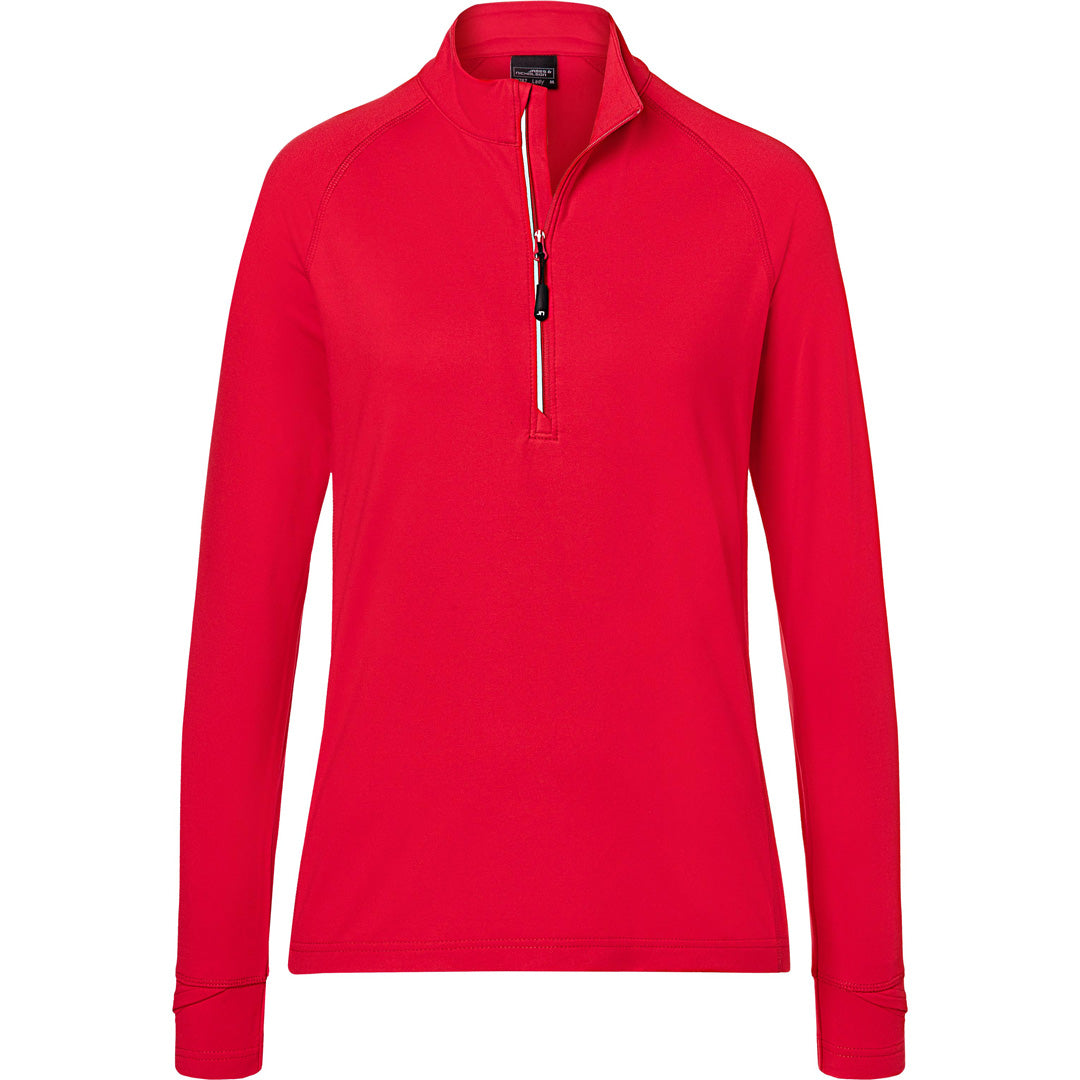 House of Uniforms The 1/4 Zip Sports Top | Ladies James & Nicholson Red