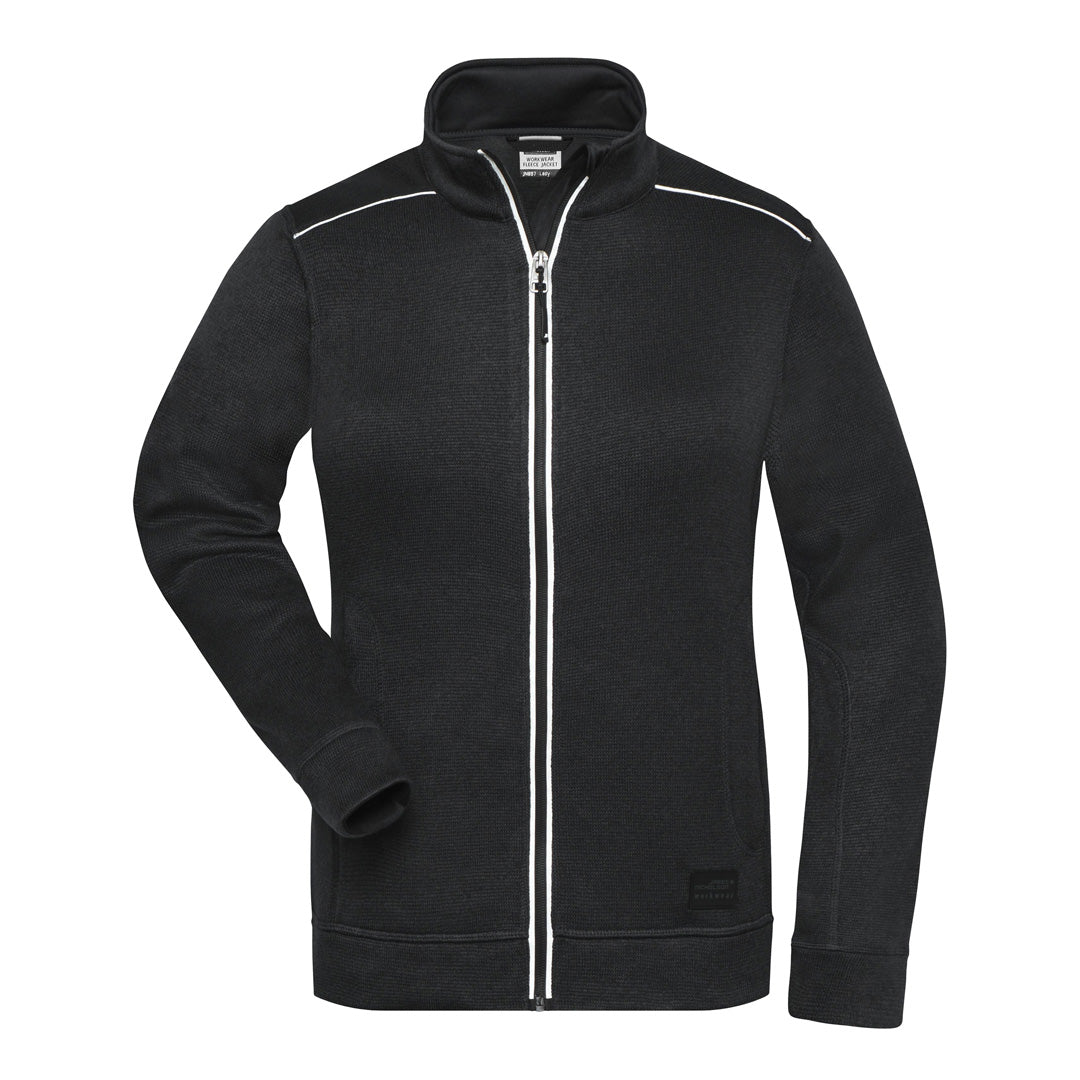 House of Uniforms The Solid Knitted Fleece Jacket | Ladies James & Nicholson Black