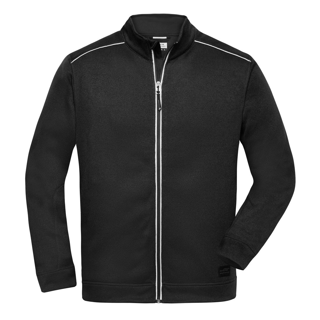 House of Uniforms The Solid Knitted Fleece Jacket | Mens James & Nicholson Black