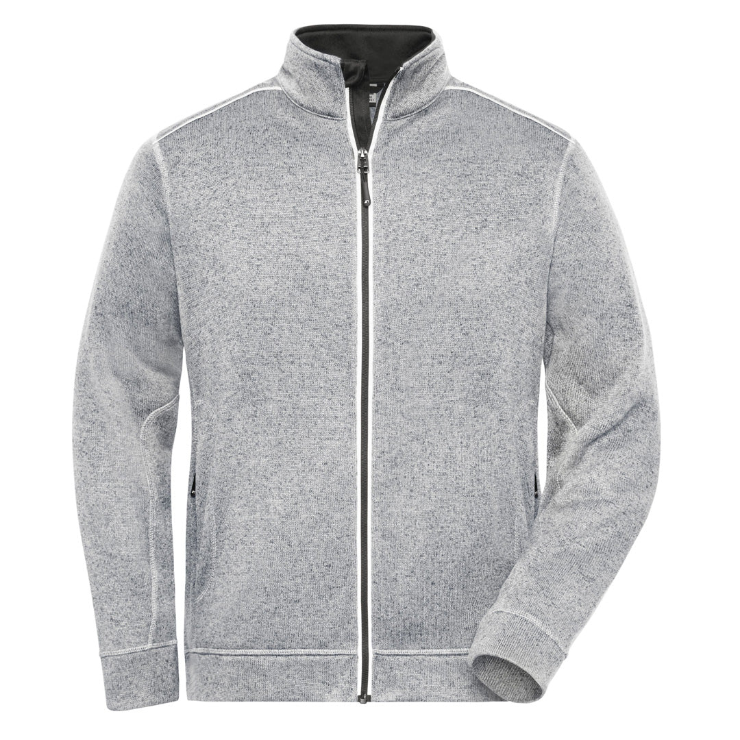 House of Uniforms The Solid Knitted Fleece Jacket | Mens James & Nicholson White Marle