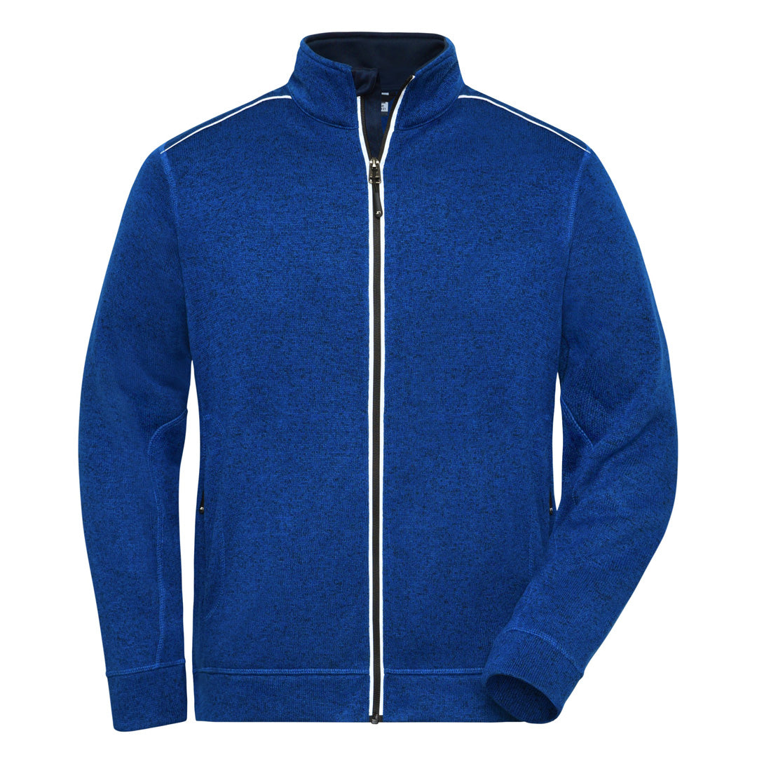 House of Uniforms The Solid Knitted Fleece Jacket | Mens James & Nicholson Royal Marle