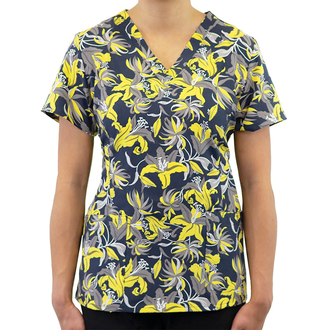 House of Uniforms The V Neck Printed Scrub Top | Ladies Maevn Lily
