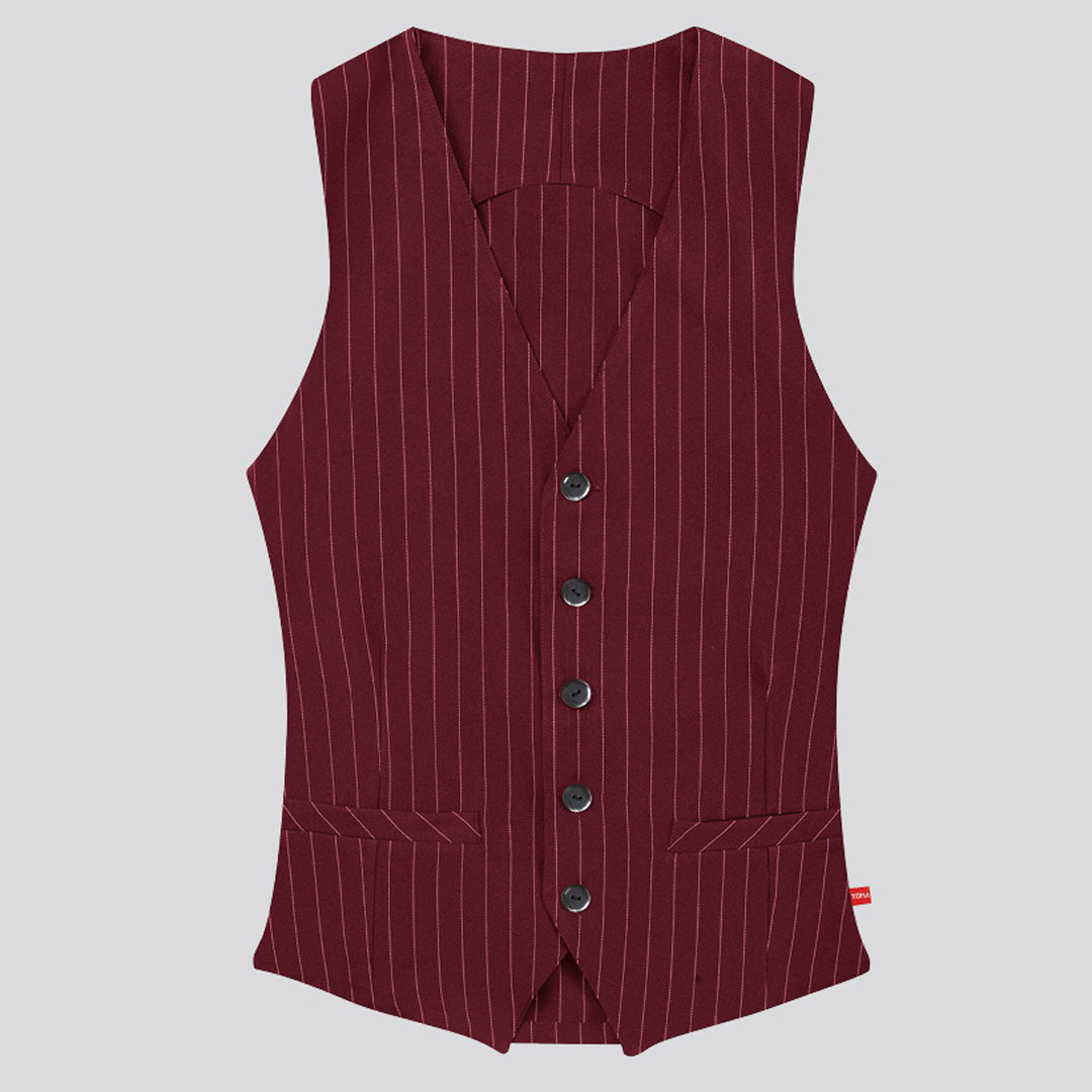 House of Uniforms The Marvin Vest | Adults Toma Bordeaux/White