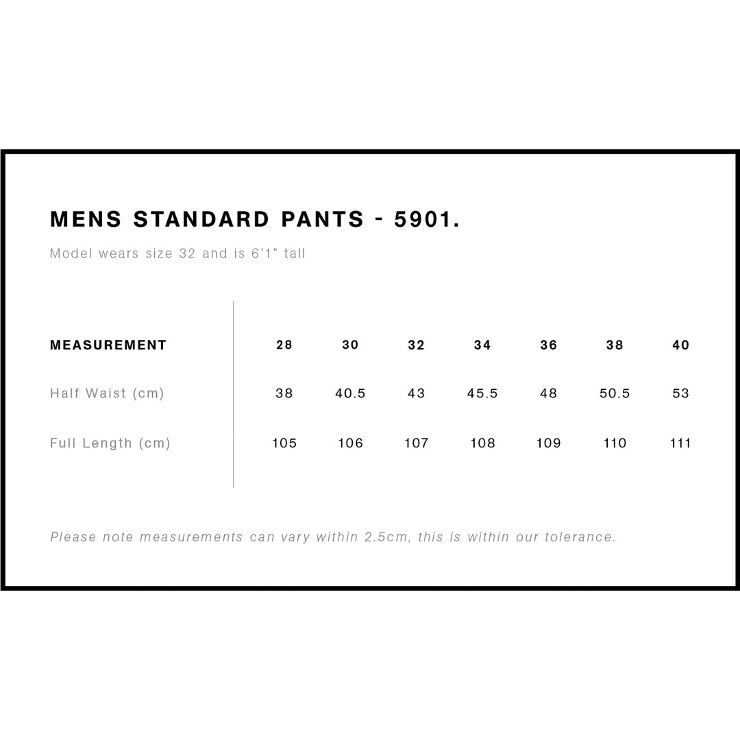 Standard Pant | Slim Fit | Sizing