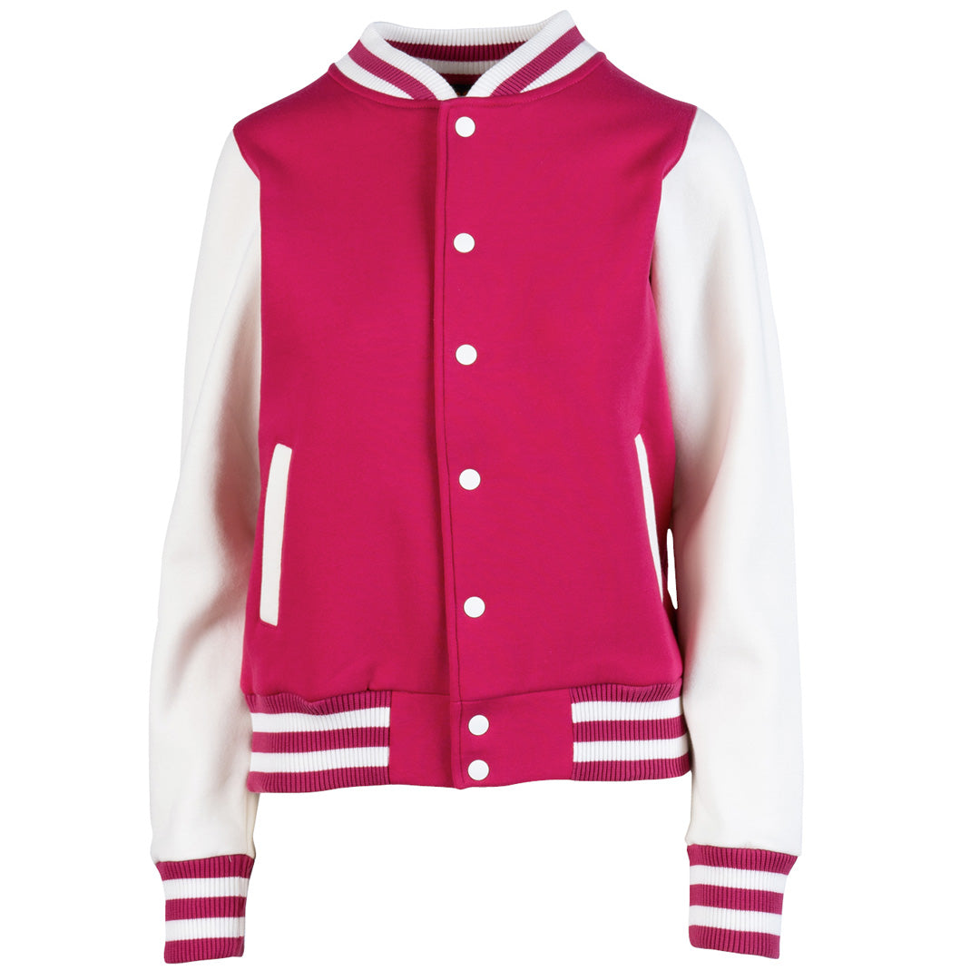 House of Uniforms The Varsity Jacket | Ladies Ramo Hot Pink/White