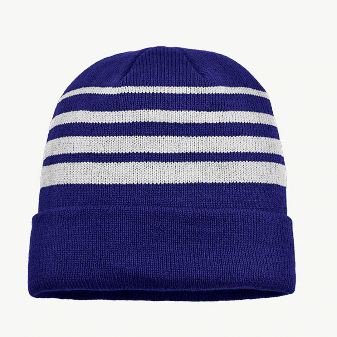 House of Uniforms The Multi Stripe Beanie | Unisex Grace Collection Royal/White