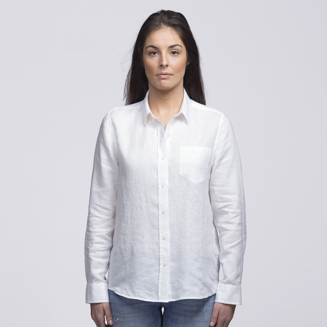 House of Uniforms The Linen Shirt | Ladies | Long Sleeve Smpli White
