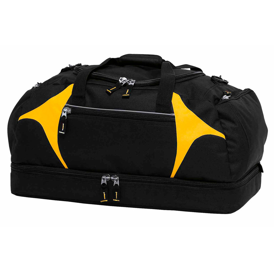 House of Uniforms The Spliced Zenith Sports Bag Gear for Life Black/Gold