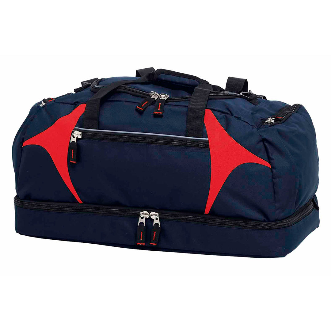 House of Uniforms The Spliced Zenith Sports Bag Gear for Life Navy/Red
