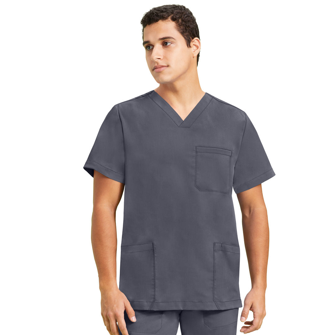 House of Uniforms The Jake Scrub Top | Mens Healing Hands Pewter