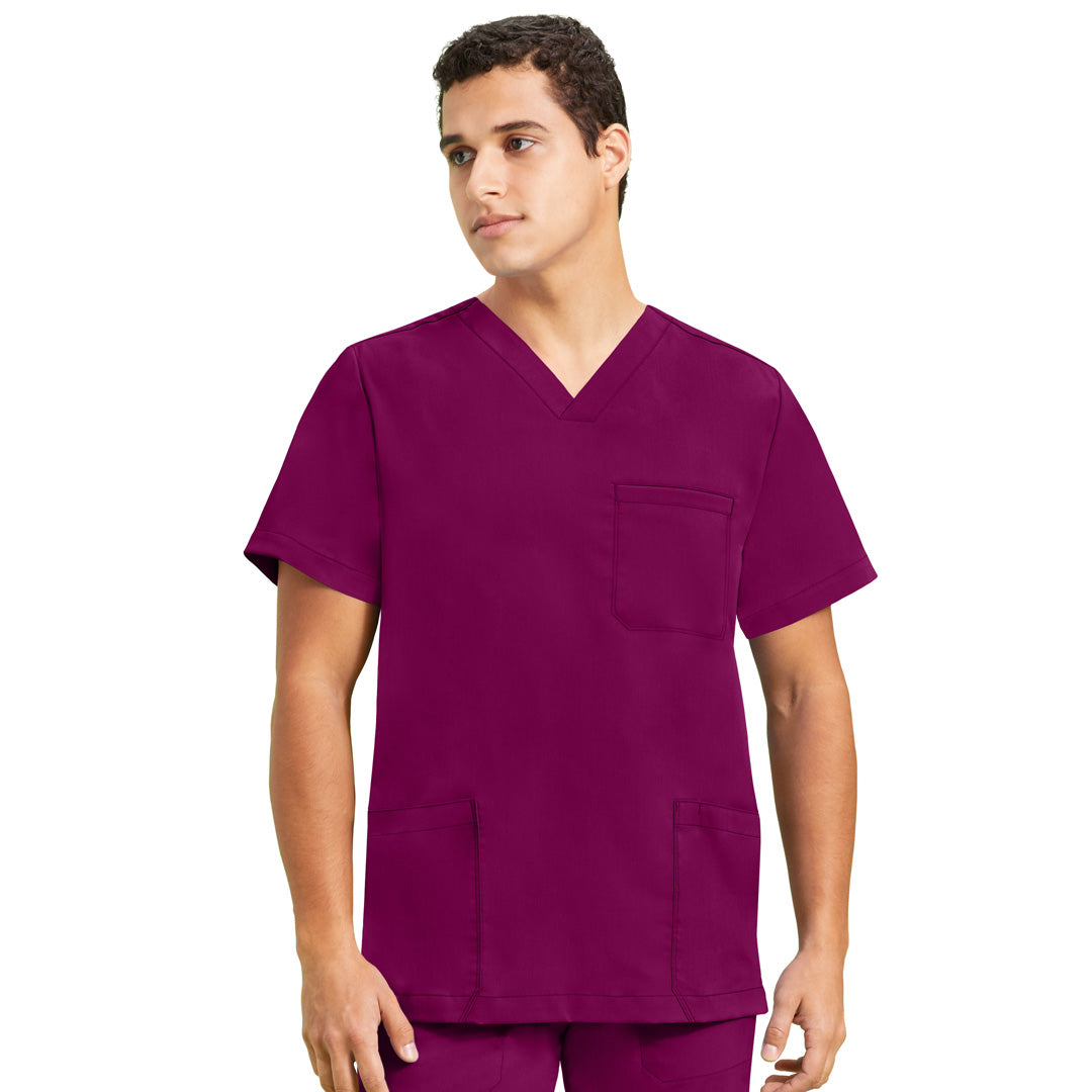 House of Uniforms The Jake Scrub Top | Mens Healing Hands Wine
