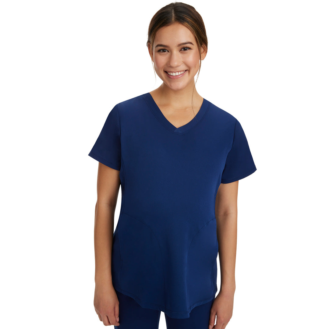 House of Uniforms The Mila Maternity Scrub Top Healing Hands Navy