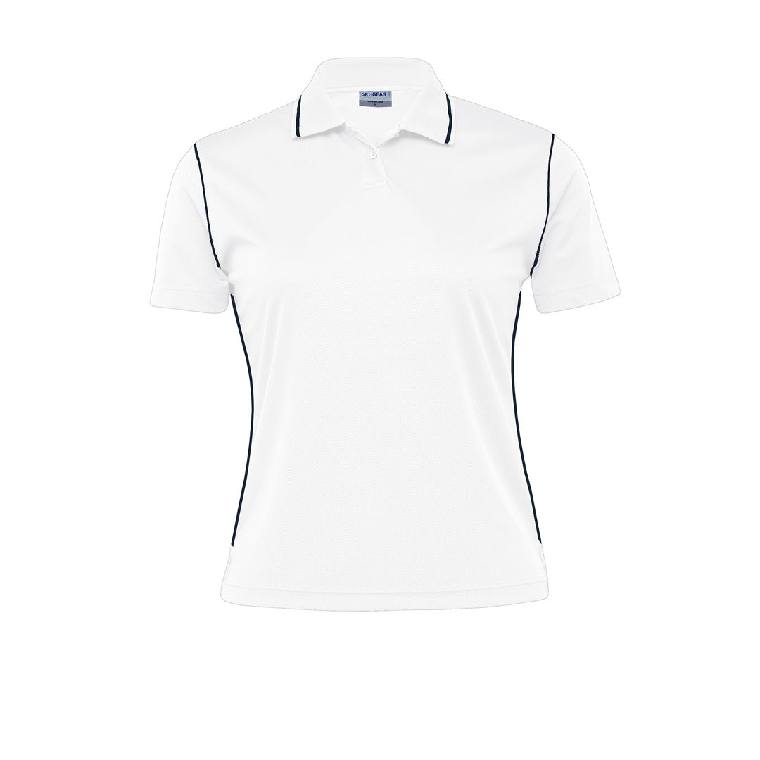 House of Uniforms The Dri Gear Hype Polo | Ladies Gear for Life White/Navy